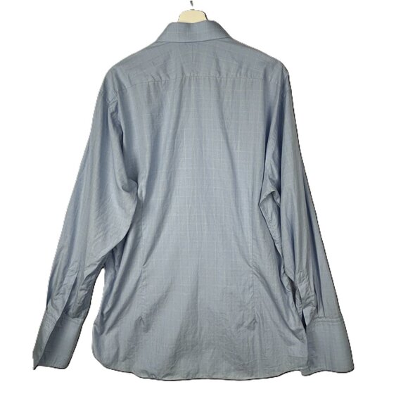 Hawes & Curtis Dress Shirt Mens 17 St. James Slim Fit‎ Blue Plaid Luxury Cotton - Picture 2 of 14